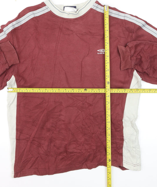 Umbro Men's Red Crew Neck Long Sleeve Pullover Sweatshirt M