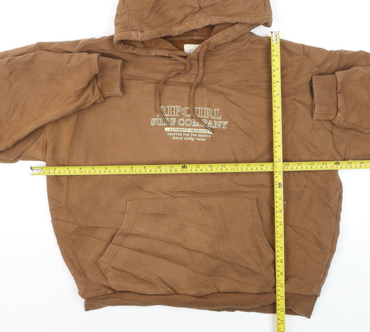 Rip Curl Men Brown Pullover Hoodie XS Fleece Surf Logo Sweatshirt