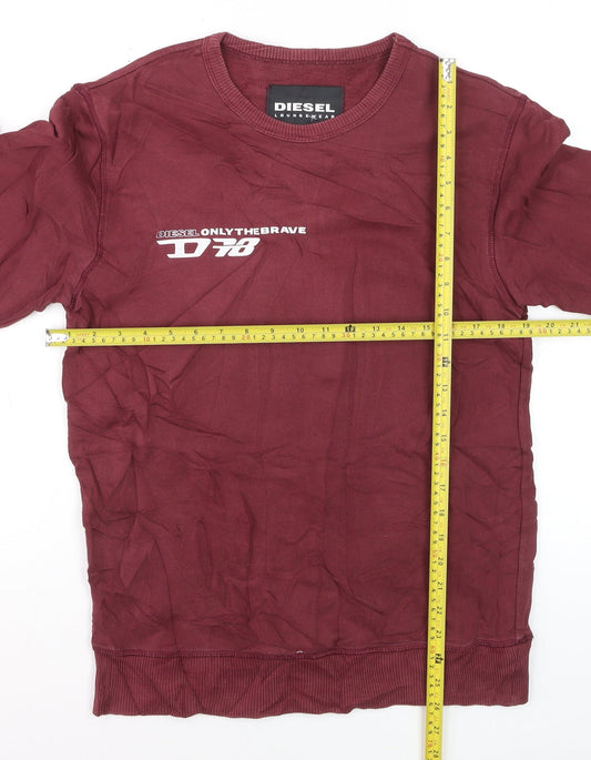 Diesel Men's Red Cotton Crew Neck Pullover Sweatshirt Size S