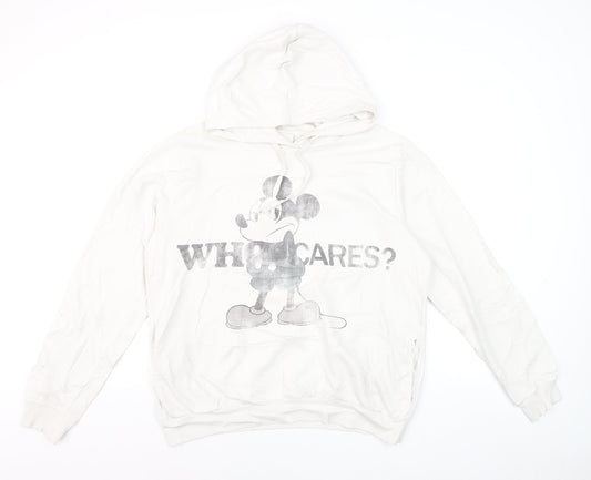 Front view of Disney Women White Mickey Mouse Pullover Hoodie XL Graphic Print