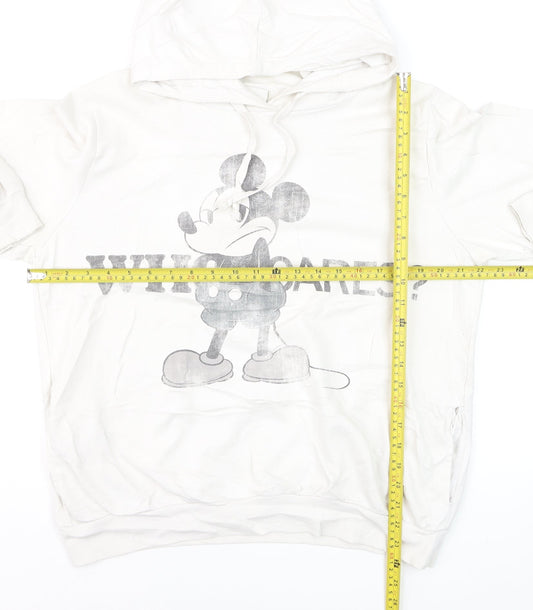 Disney Women White Mickey Mouse Pullover Hoodie XL Graphic Print