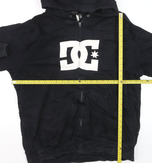 DC Mens Black XL Full Zip Hoodie Hooded Sweatshirt Logo Fleece