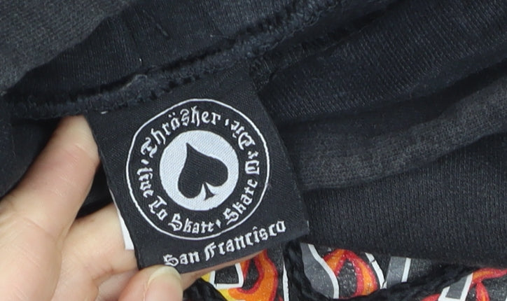 Thrasher Men's Black Pullover Hoodie Small Fleece Skate Logo
