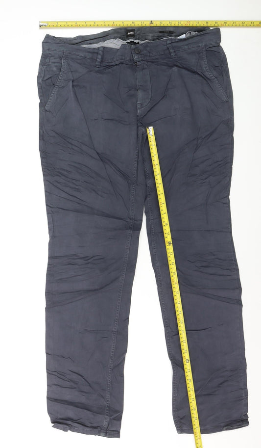 Hugo Boss Men's Grey Chino Trousers Size 38/34 Cotton Blend