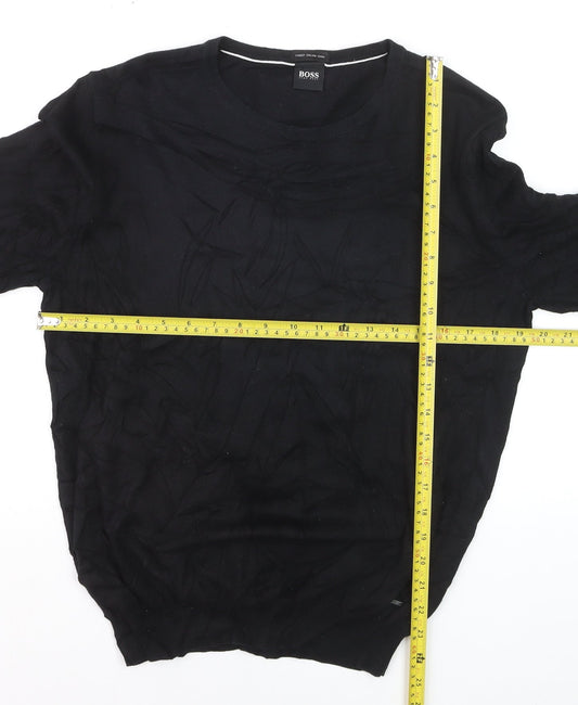 Hugo Boss Men’s Black Wool Crew Neck Pullover Jumper Size S