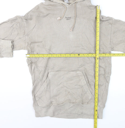 Reebok Men's Beige Pullover Hoodie XS Regular Fit Cotton Blend