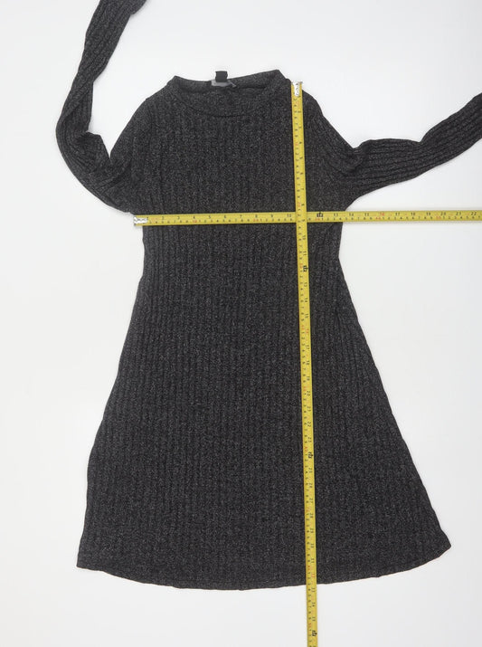 Atmosphere Womens Grey Long Sleeve Knit A-Line Dress Size 8