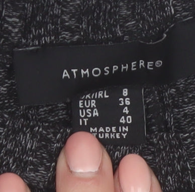 Atmosphere Womens Grey Long Sleeve Knit A-Line Dress Size 8