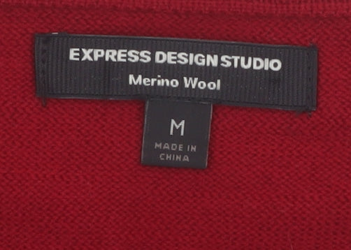 Express Design Studio Men's Red Argyle Wool V-Neck Vest M