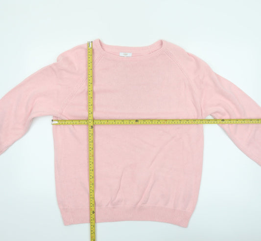 Cotton Traders Women's Pink Cotton Crew Neck Long Sleeve Jumper Size 16