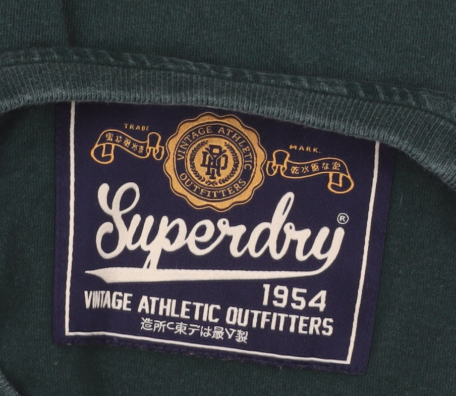Superdry Men’s Green Athletic Long Sleeve Crew Neck Top Size M