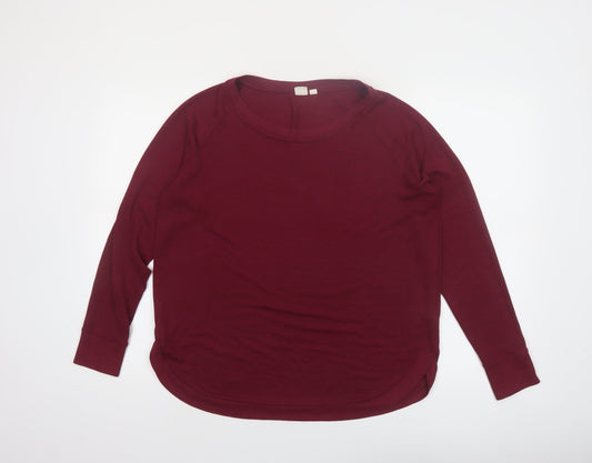 GAP Womens Red Long Sleeve Crew Neck Cotton Blend T-Shirt M