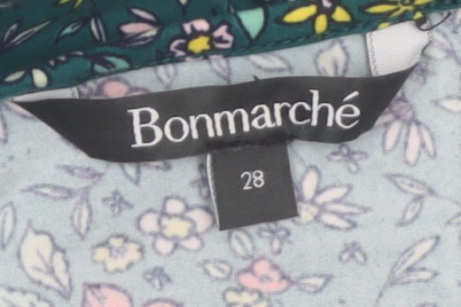 Bonmarché Women's Green Floral Long Sleeve Tunic Blouse Size 28