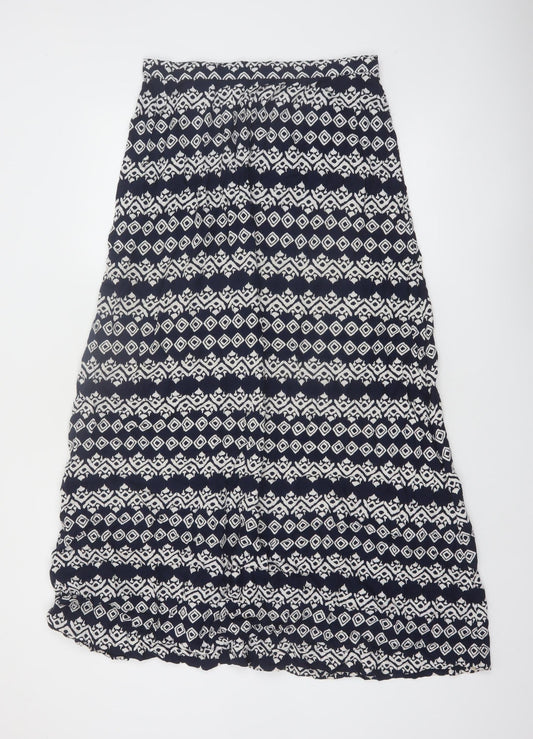 Fat Face Womens Blue Geometric A-Line Viscose Skirt Size 12