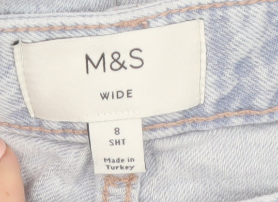 Marks and Spencer Women’s Blue Wide-Leg High Rise Jeans Size 8 Short