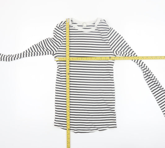H&M Maternity Black White Striped Long Sleeve Cotton T-Shirt Size 12