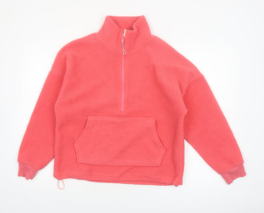 Additional front view of Dunnes Women Pink Fleece 1/2 Zip Pullover Sweatshirt, size S