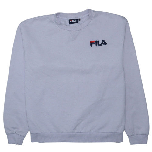 Additional front view of Fila women’s white crew neck pullover sweatshirt, size L