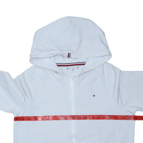 Tommy Hilfiger Boys White Full Zip Hoodie Size 176 Cotton Blend