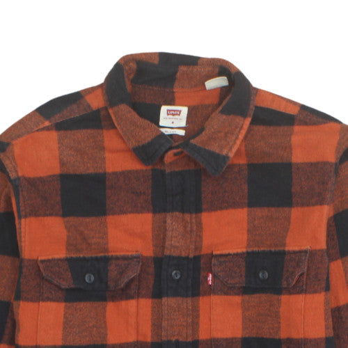 Levi's Men's Orange Black Check Flannel Relaxed Fit Shirt M