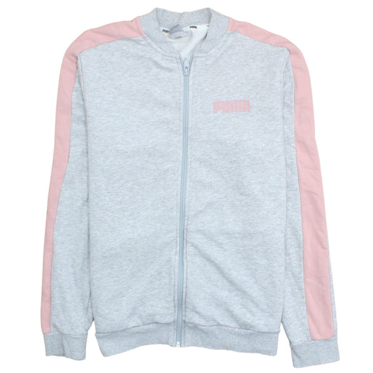 Additional front view of Puma women’s grey pink xl track jacket lightweight full zip