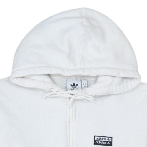 Additional view of Adidas Men White Full Zip Hoodie, size M, Sports Fleece Sweatshirt