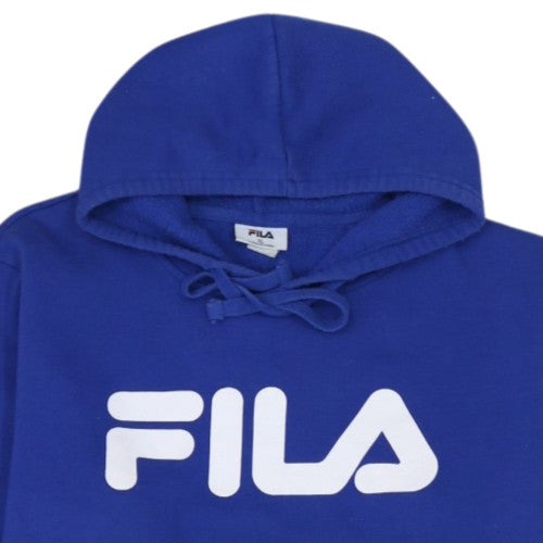 FILA Men's Blue XL Pullover Hoodie with Logo and Kangaroo Pocket