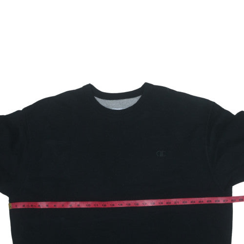 Champion Mens Black 2XL Pullover Crew Neck Fleece Sweatshirt