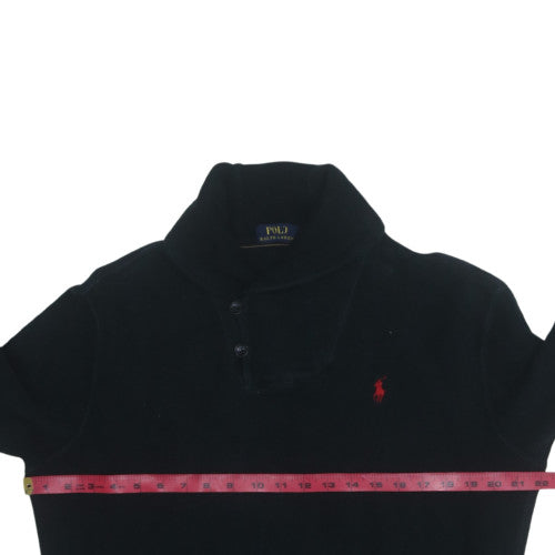 Polo Ralph Lauren Women's Black Henley Sweatshirt Size M Fleece