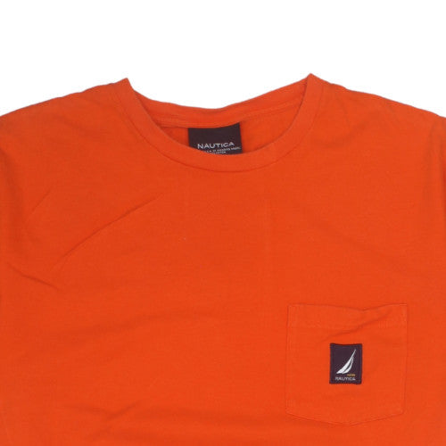 Nautica Men's Orange XL Crew Neck Cotton Nautical Logo T-Shirt