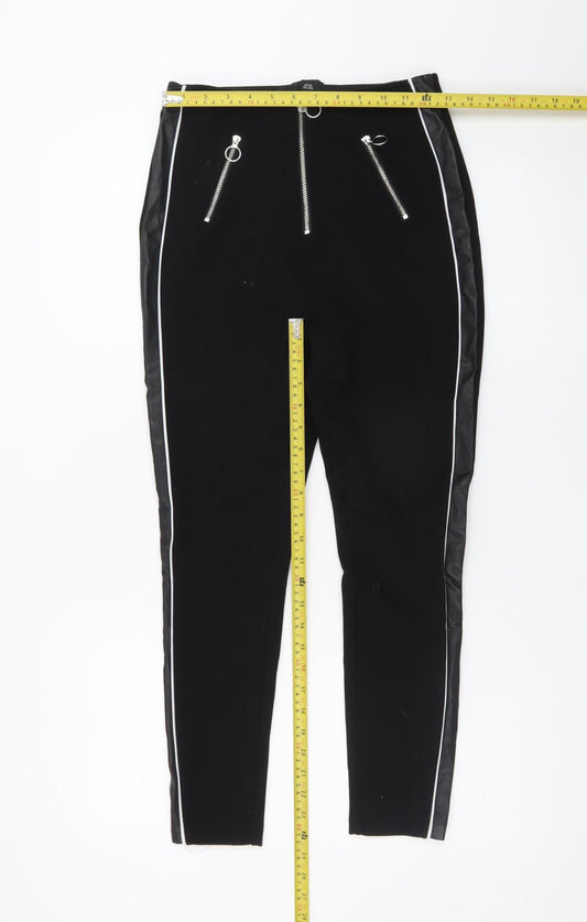 River Island Women’s Black High Rise Zip Detail Leggings Size 10