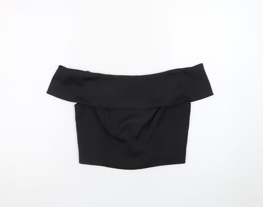 Coast Womens Black Off Shoulder Cropped Blouse UK 10