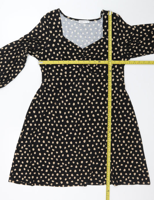 Papaya Women Black Polka Dot A-Line Dress Size 14