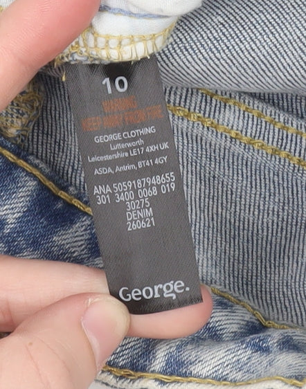 George Women’s Blue Acid Wash High Rise Mom Jeans Size 10