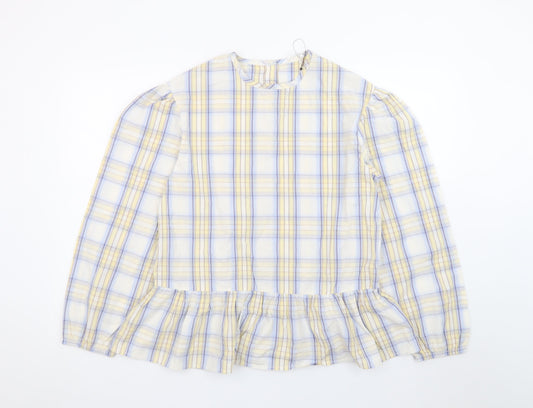 Additional front view of Marks & Spencer Teens Multicoloured Cotton Check Ruffle Blouse, size 16
