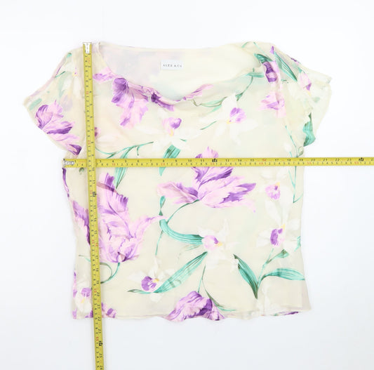 ALEX & Co. Women’s Multicoloured Floral Silk Blend Chiffon Blouse UK 18