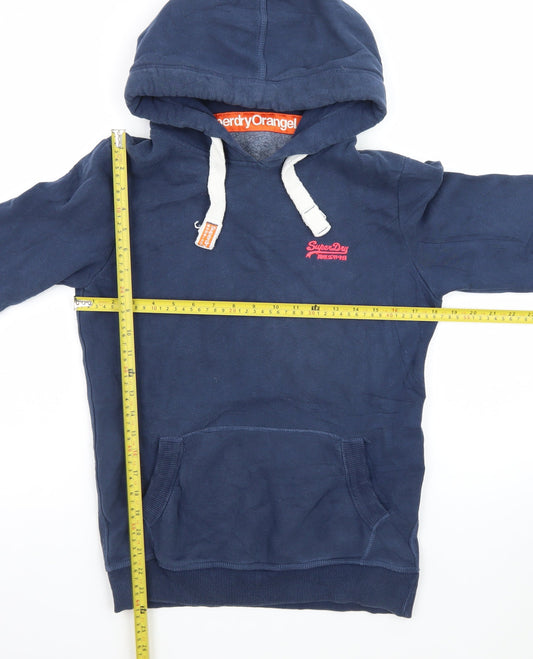 Superdry Women Navy Blue Pullover Hoodie Size L Orange Label