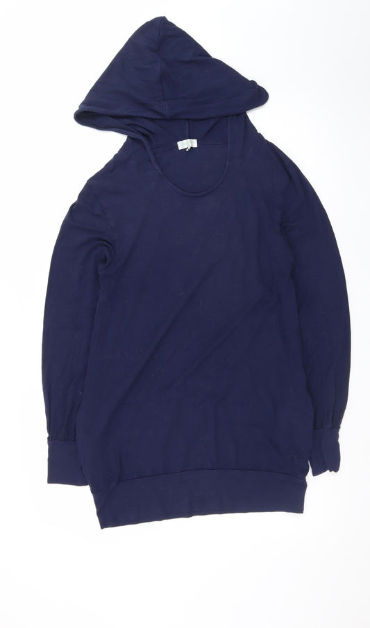 Additional front view of Manuka unisex blue small pullover hoodie embroidered floral slim fit