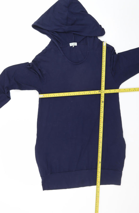 Manuka Unisex Blue Small Pullover Hoodie Embroidered Floral Slim Fit