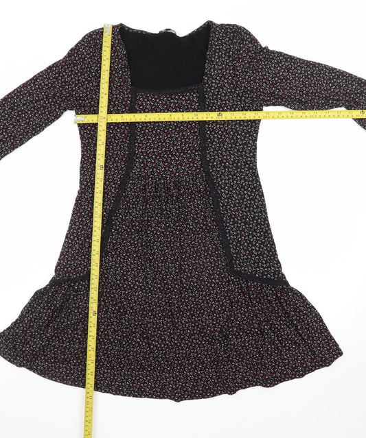 Warehouse Women’s Black Floral Fit & Flare Dress Size 12