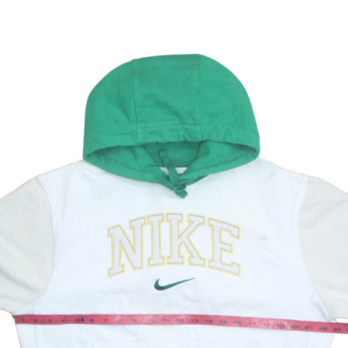 Nike Men's White Green Pullover Hoodie M Sports Graphic Cotton