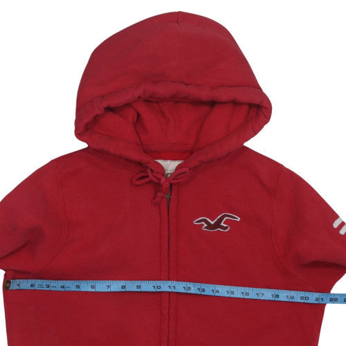 Hollister Men's Red Full Zip Hoodie Size M Logo Fleece Sweatshirt