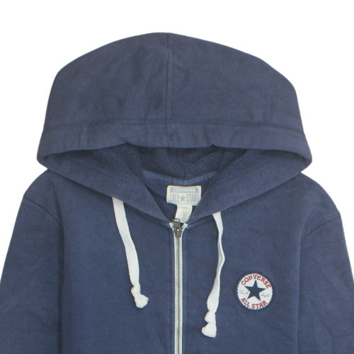 Converse Men’s Blue Full Zip Hoodie Size M Classic Logo Fleece
