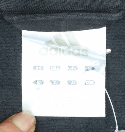 Brand and care label for Adidas women’s black full zip sweatshirt hoodie xl relaxed fit