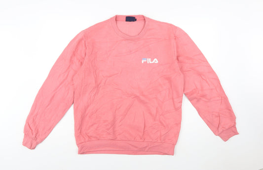 Additional front view of Fila women’s pink crew neck pullover sweatshirt m cotton blend