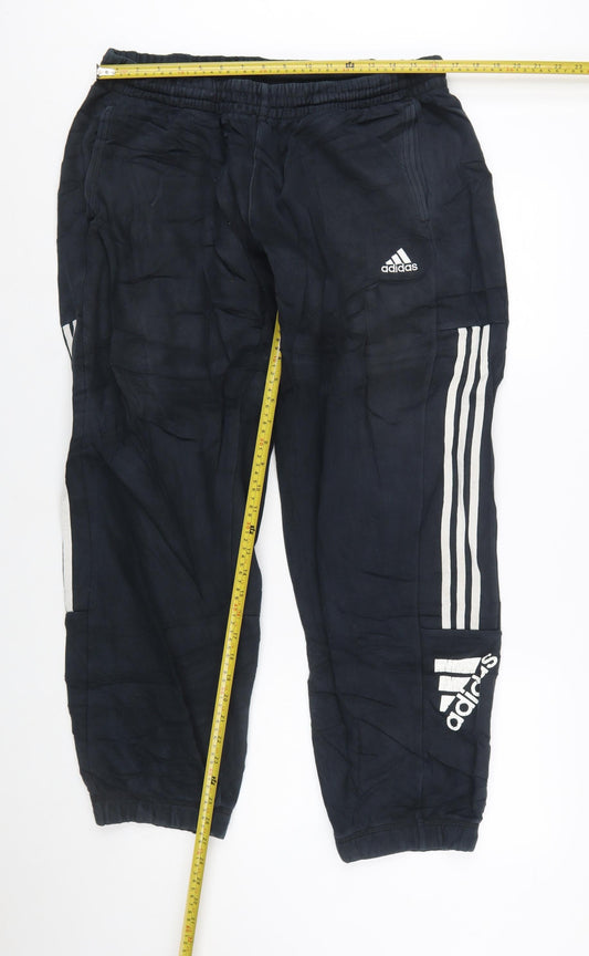 Adidas Men's Black XL Jogger Trousers with Stripes