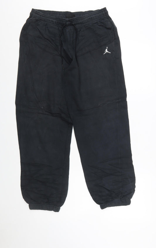 Jordan Mens Black Jogger Trousers M Fleece Elastic Waist Casual