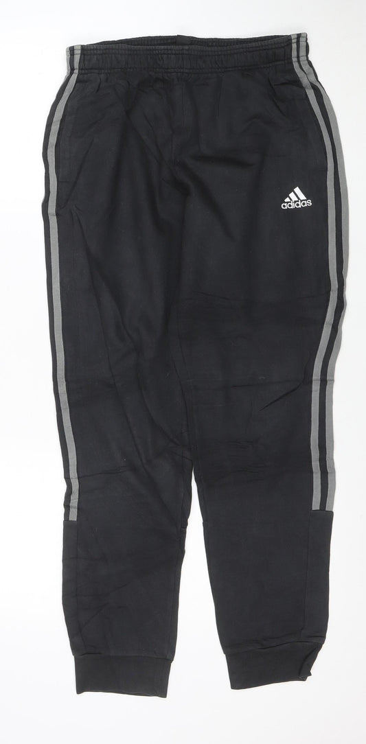 Adidas Men's Black Jogger Trousers S Regular Fit Elastic Waist