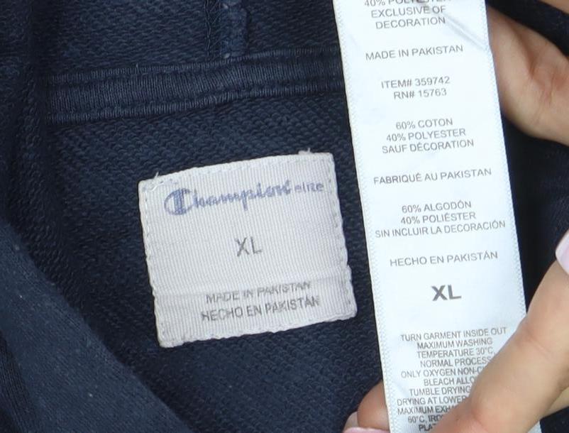 Champion Men's Blue XL Pullover Hoodie Embroidered Logo