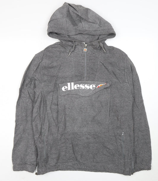 Additional front view of Ellesse women’s grey 1/2 zip hoodie, size UK 10, pullover sweatshirt